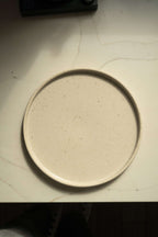 Handmade Stoneware Pottery Plate — White with Speckles