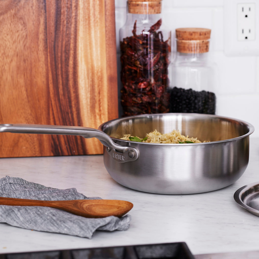 Eater x Heritage Steel 3 Quart Saucier with Lid by Heritage Steel — view 4