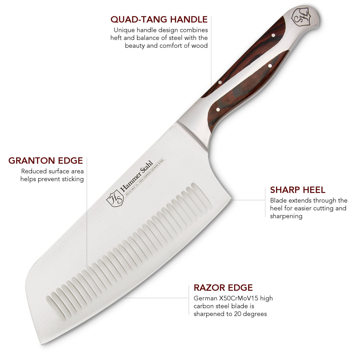 Hammer Stahl 7-inch Vegetable Cleaver by Heritage Steel — view 3