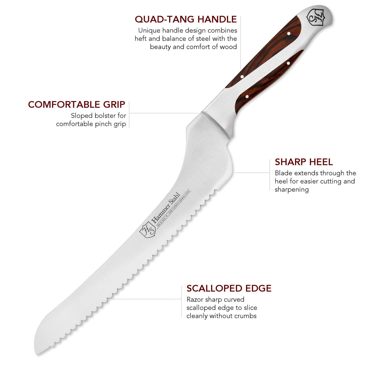 Hammer Stahl 9-inch Offset Bread Knife by Heritage Steel — view 3