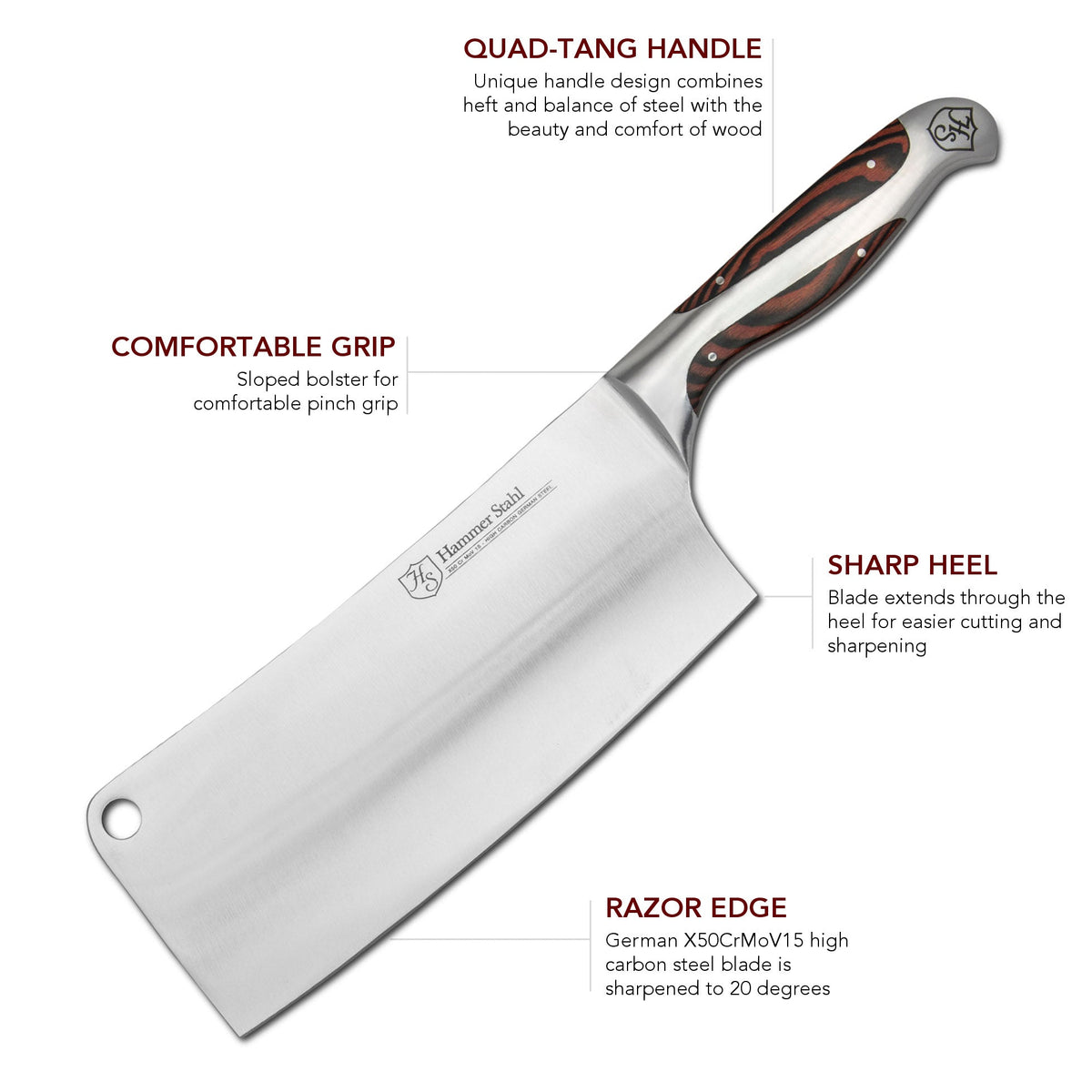 Hammer Stahl 8-inch Cleaver by Heritage Steel — view 2