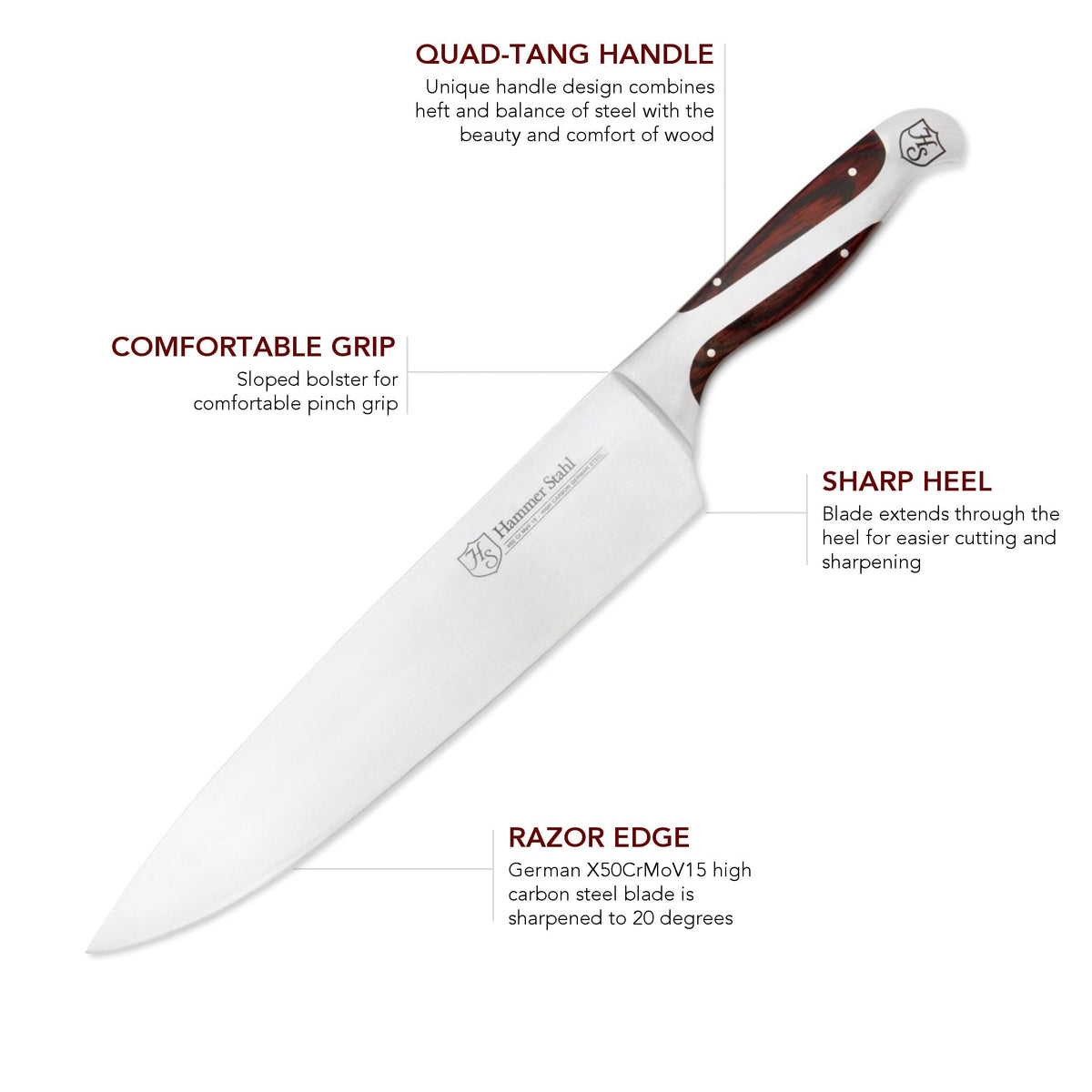 Hammer Stahl 10-inch Chef Knife by Heritage Steel — view 3