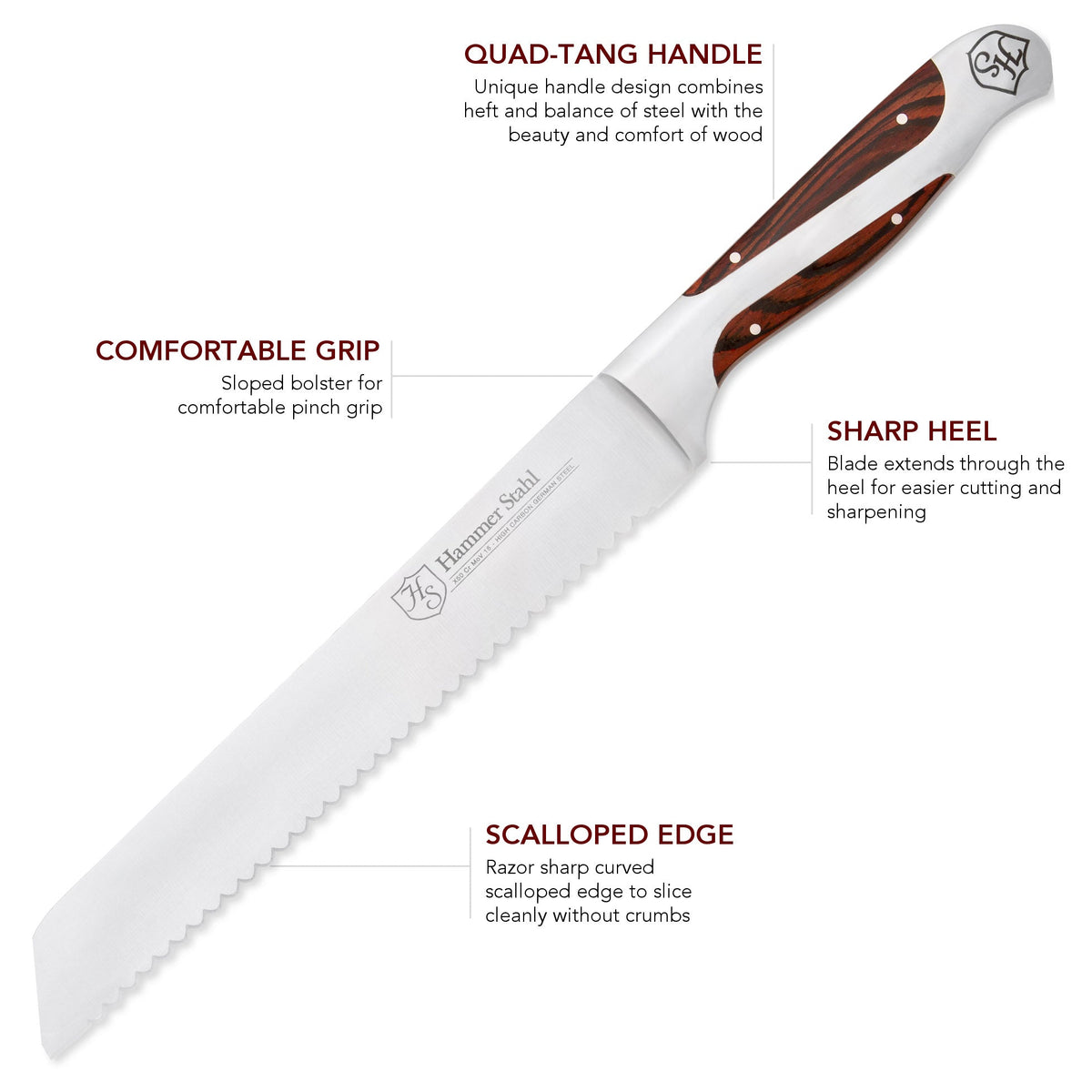 Hammer Stahl 8-inch Bread Knife by Heritage Steel — view 3