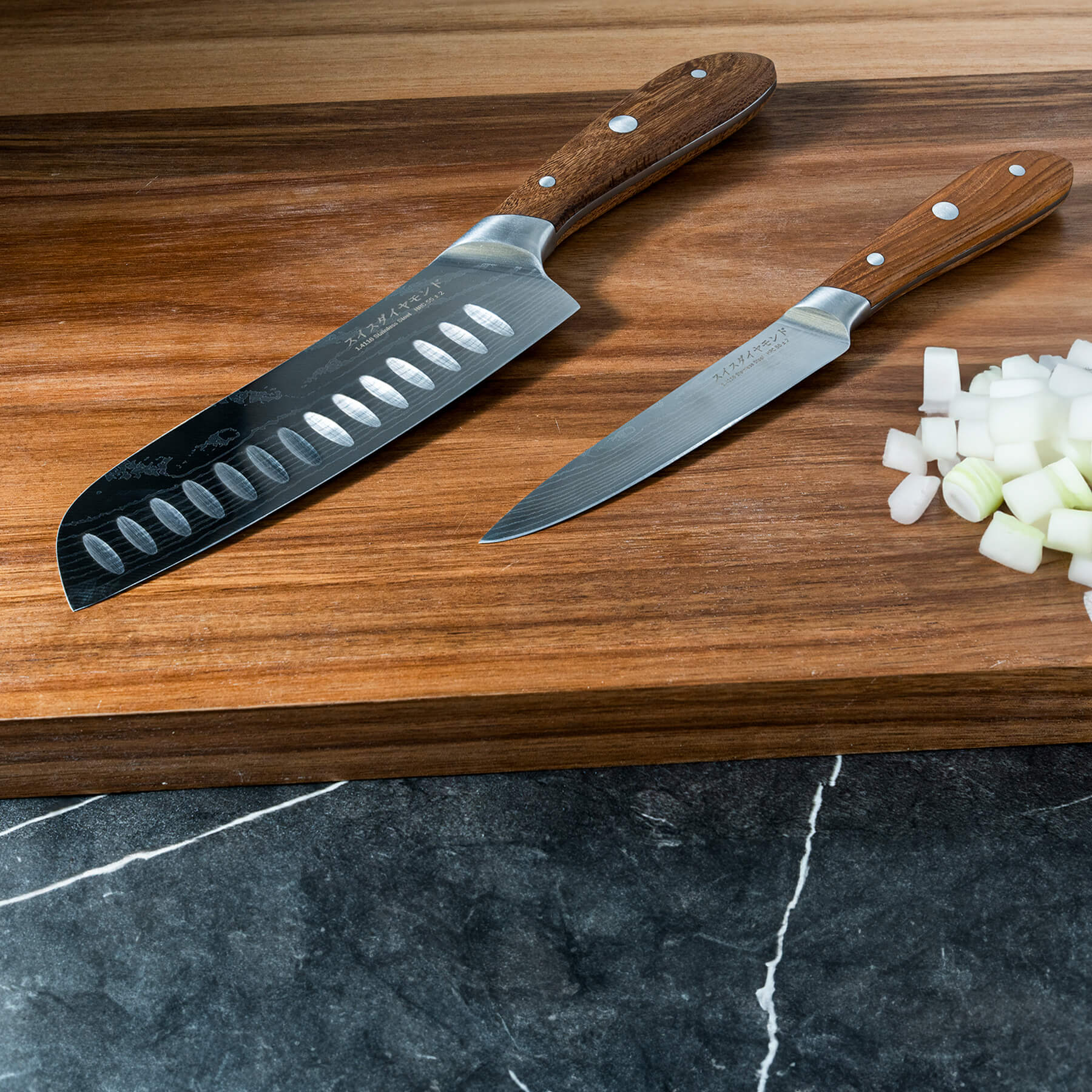 Damascus Santoku Paring Set