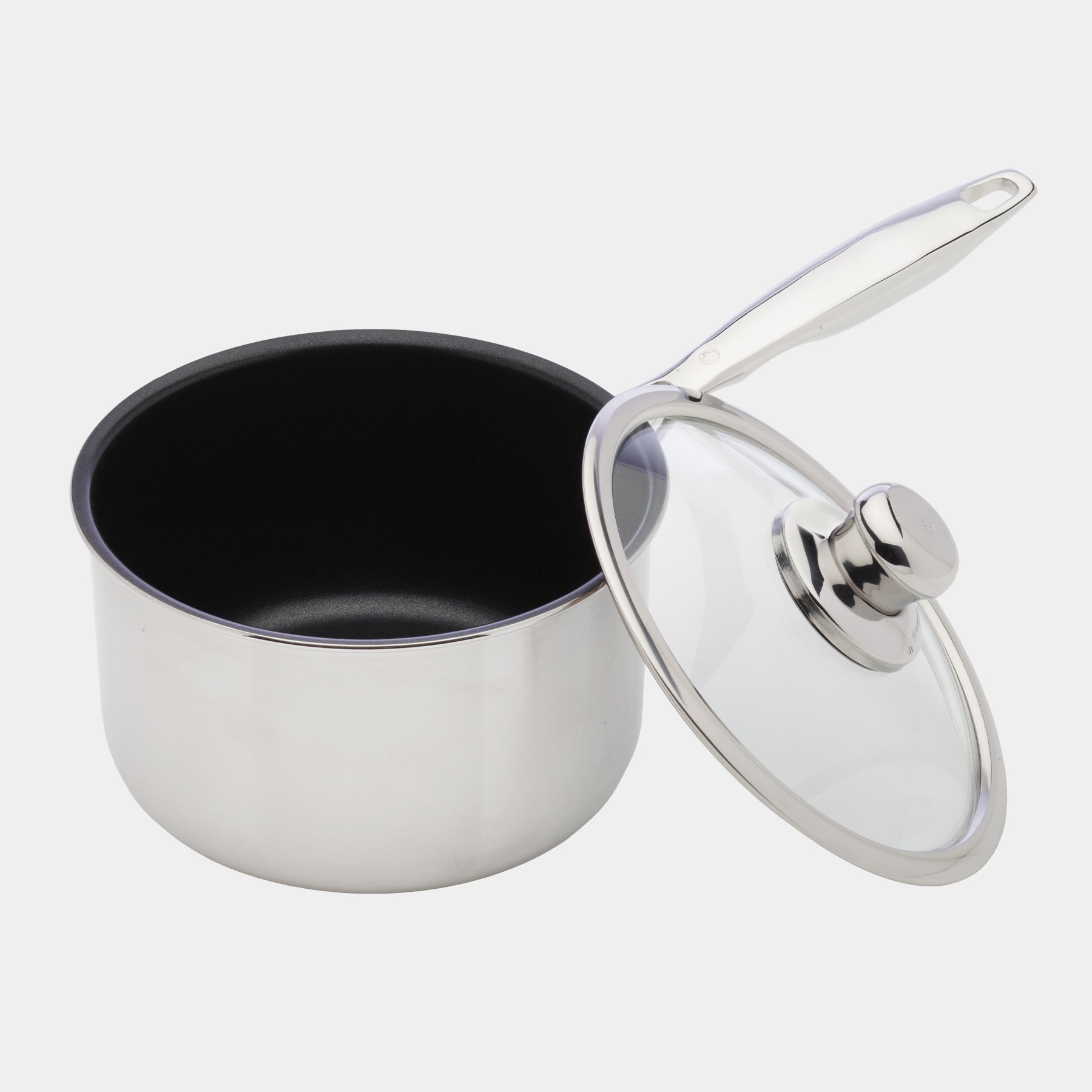 Nonstick Clad Saucepan with Glass Lid - Induction