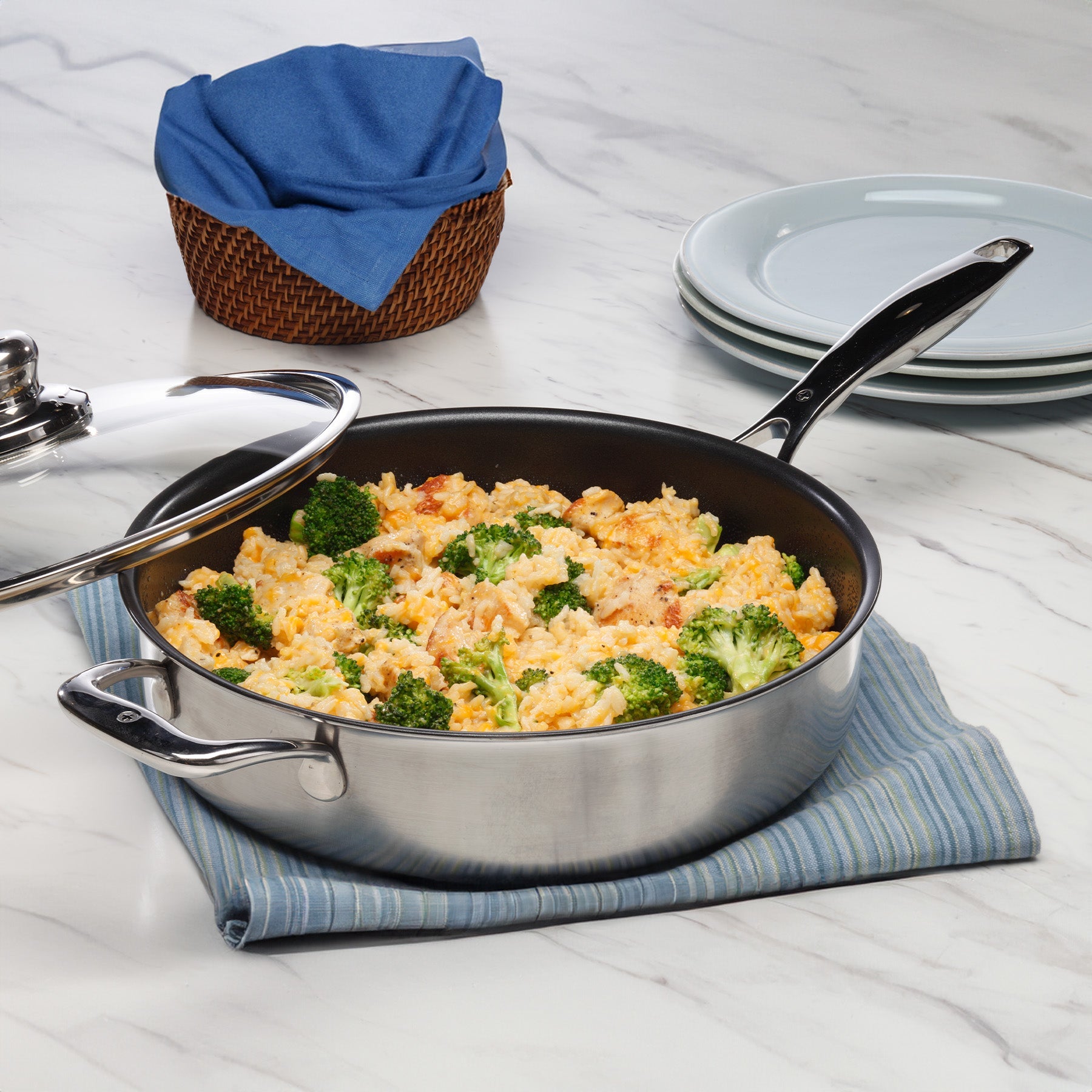 Nonstick Clad Saute Pan with Glass Lid - Induction