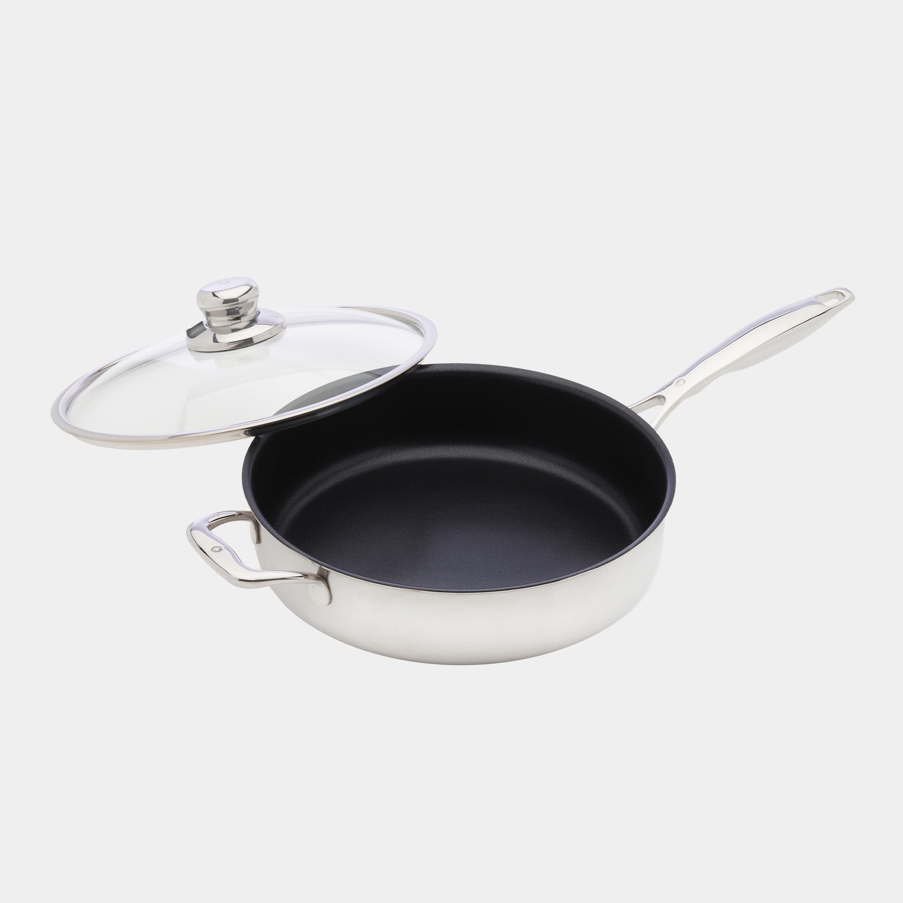 Nonstick Clad Saute Pan with Glass Lid - Induction