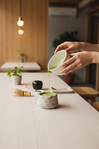 Handmade Stoneware Matcha Bowl - Oats Collection