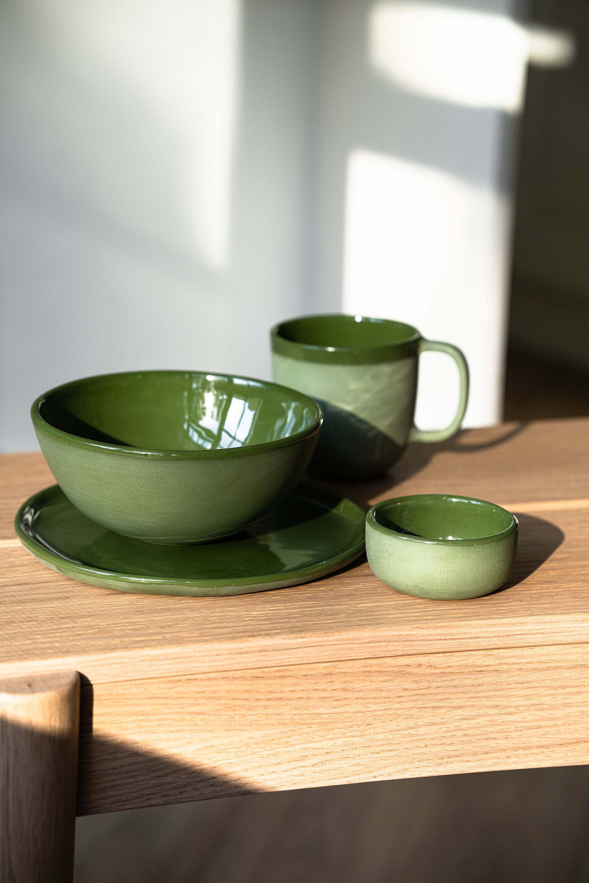 Handmade Porcelain Sauce Bowl. Green